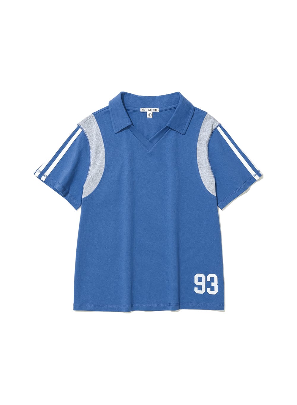 NUMBERING APPLIQUE V-NECK POLO_BLUE