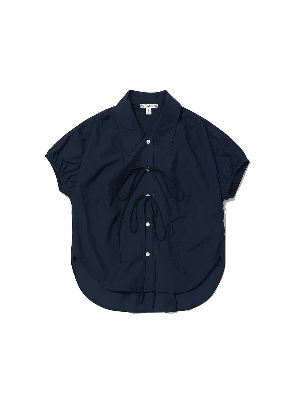 RIBBON STRAP PUFF BLOUSE_NAVY
