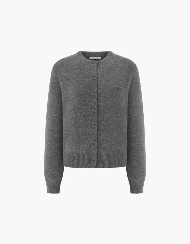 basic cash wool cardigan - gray