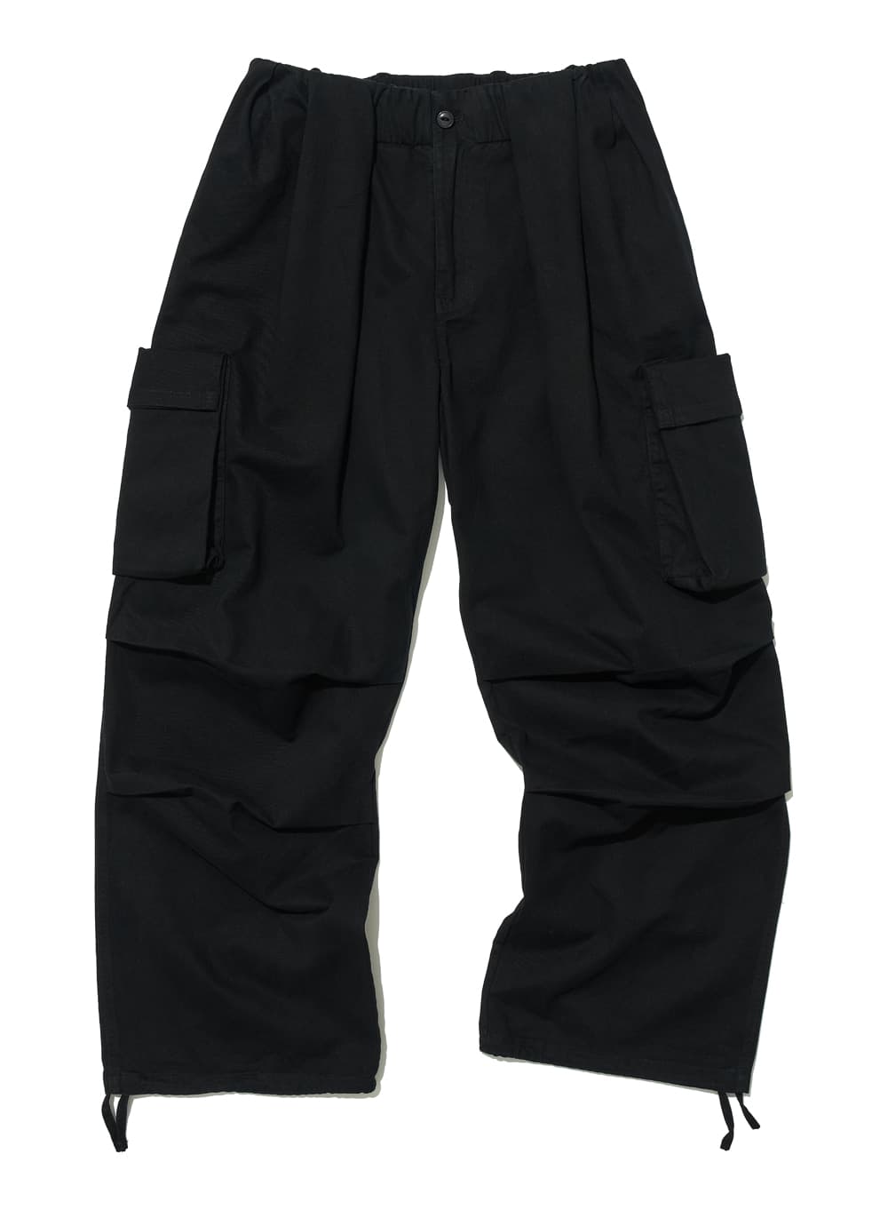 GATHERED WAIST CARGO PANTS_BLACK