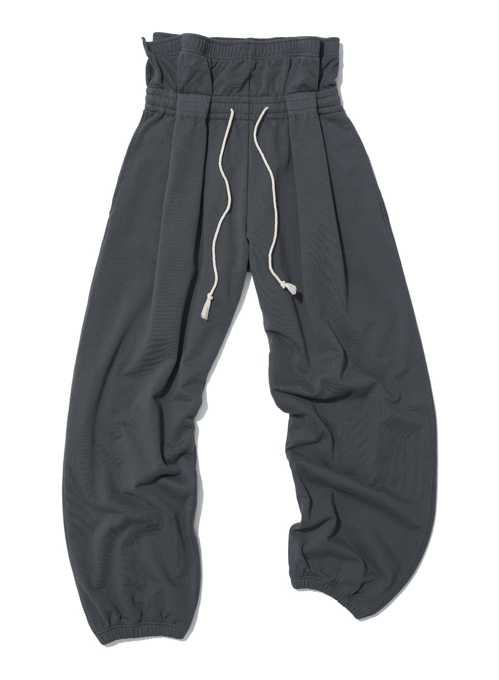 FOLDOVER WAIST PLEATED SWEATPANTS_CHARCOAL