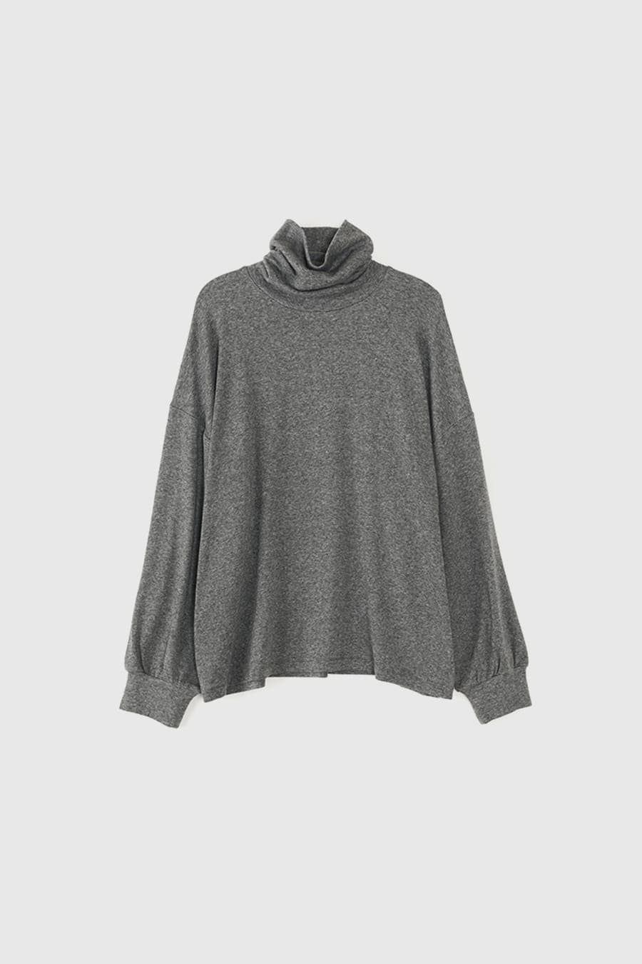 Wool Loose Turtle Neck T-Shirt (Grey)