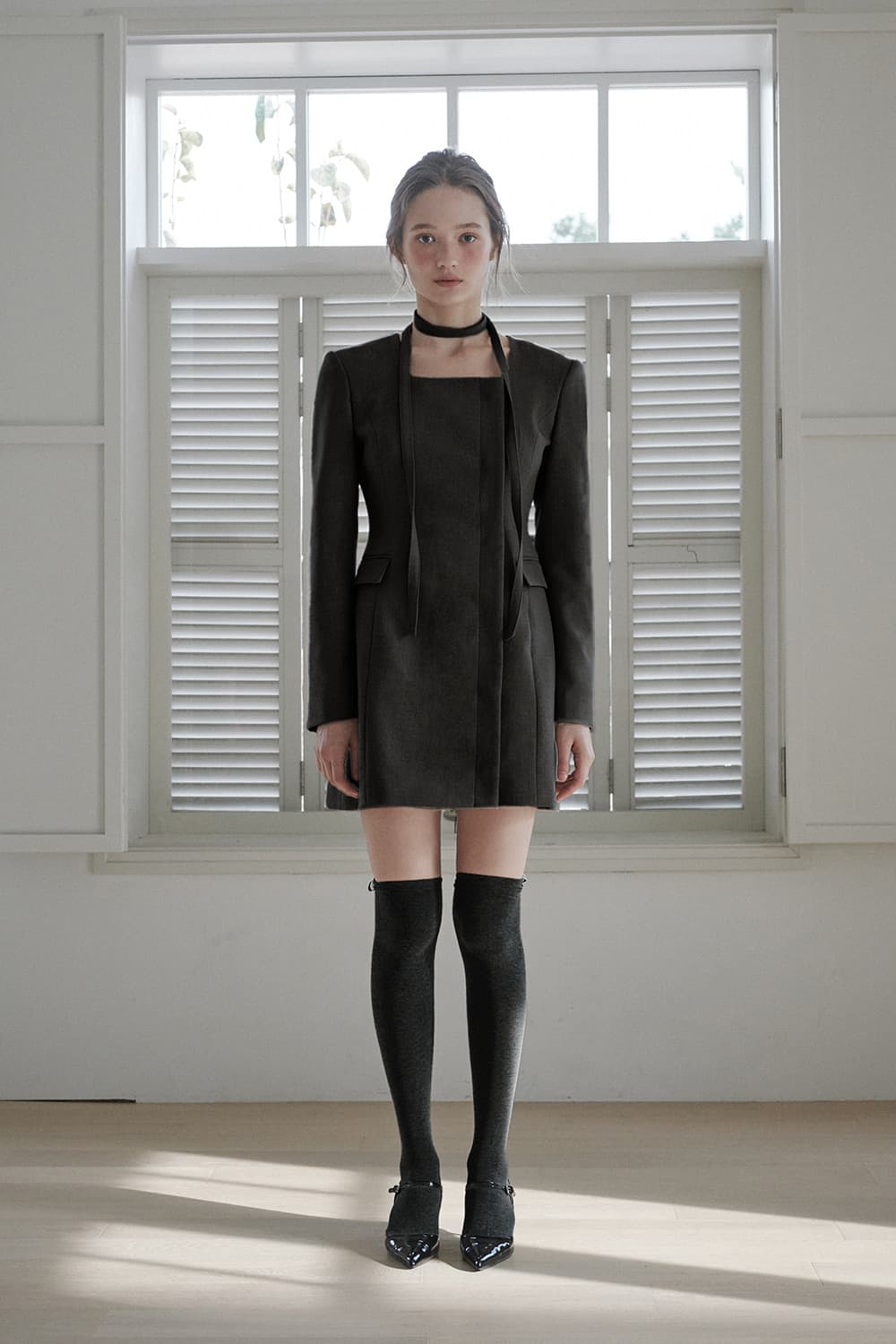 Jenn Square Neck Coat Dress - Black