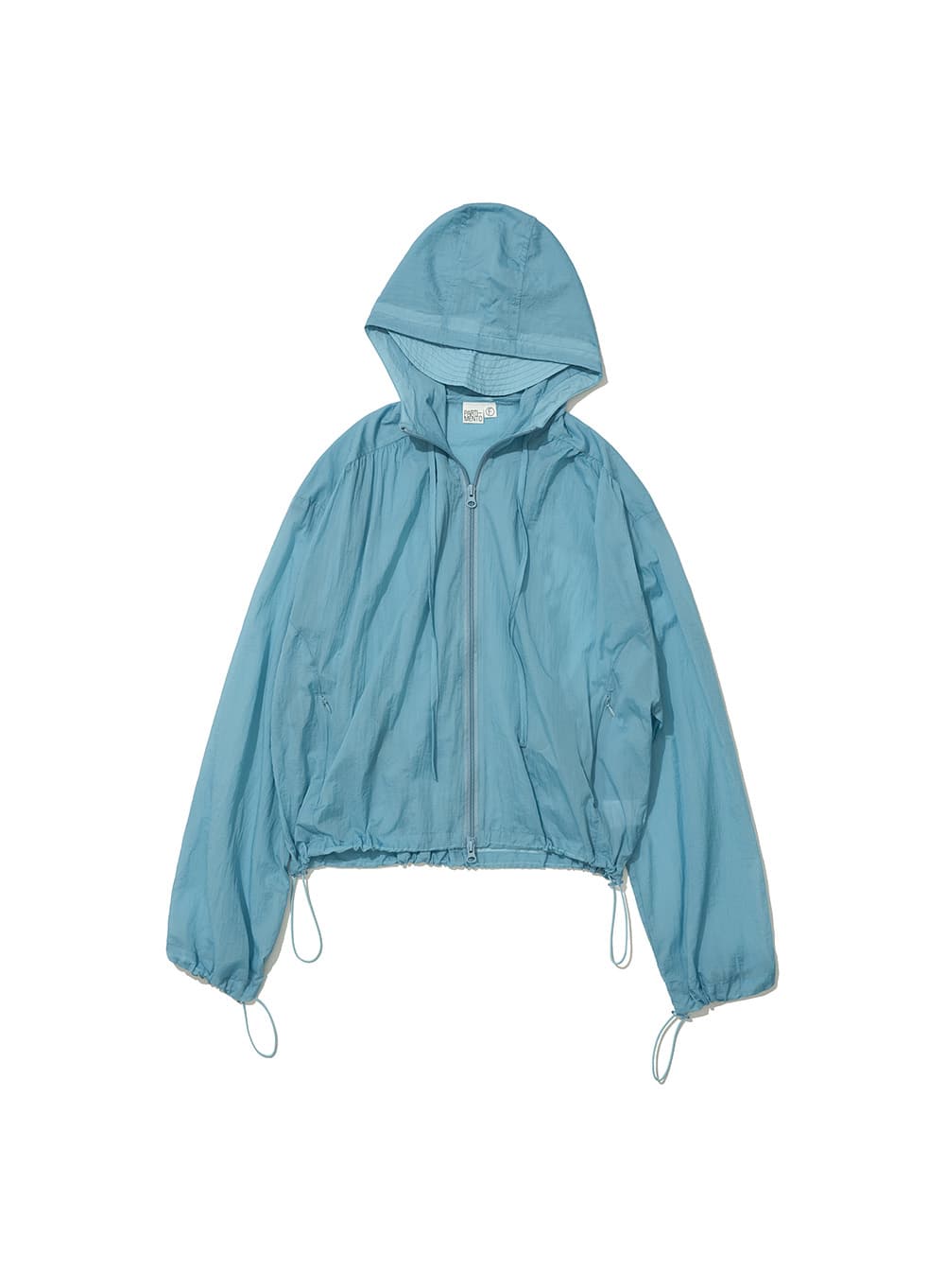 SHEER SHIRRING HOODIE JACKET_DUSTY SKY