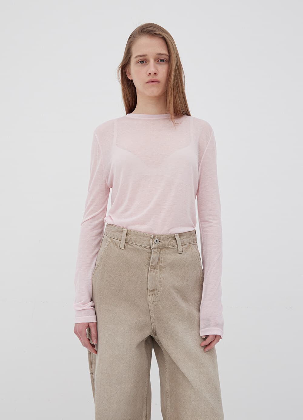 Layered Long Sleeve T-Shirt - Soft Pink