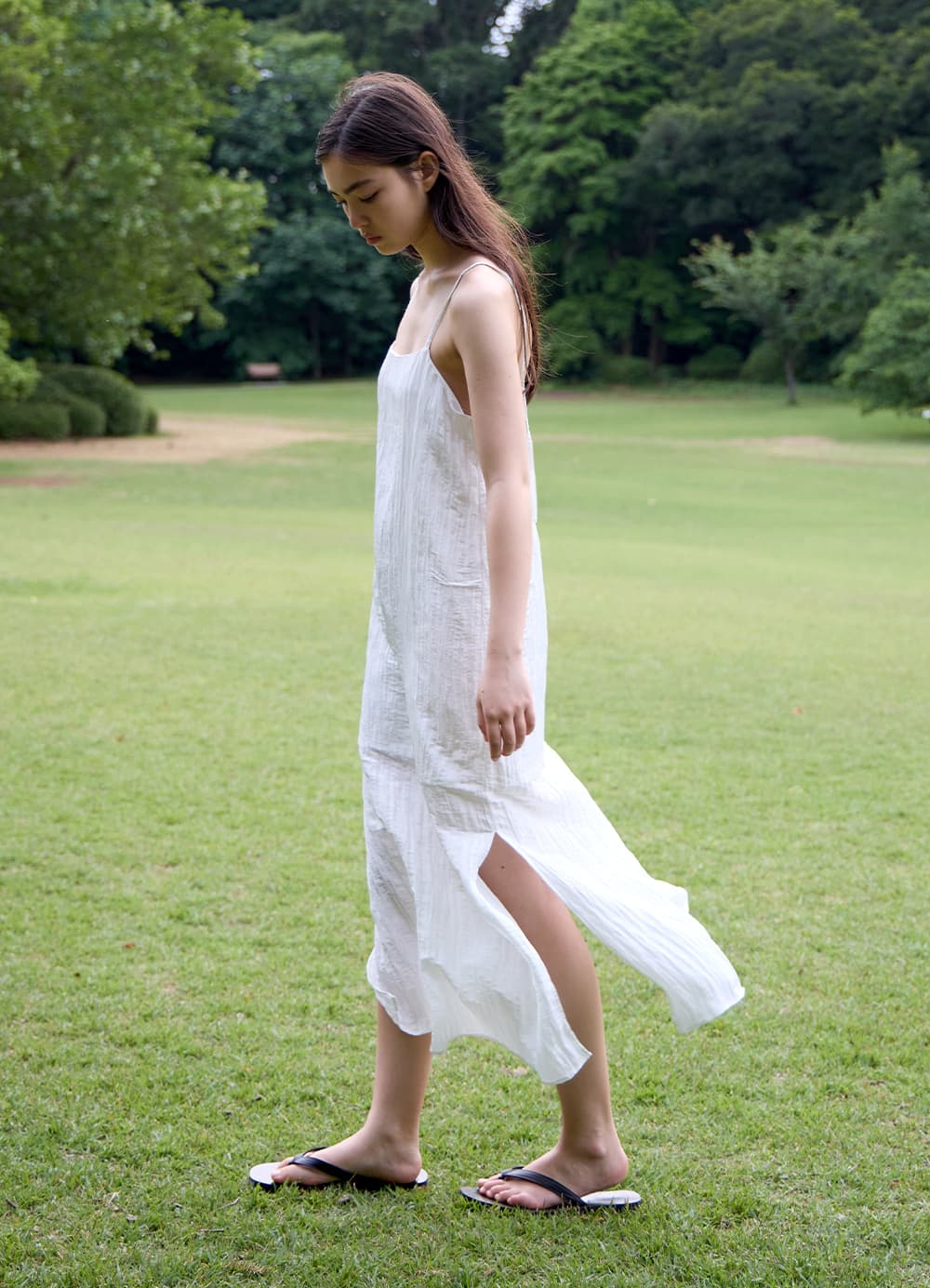 Crease Slip Dress - Off White
