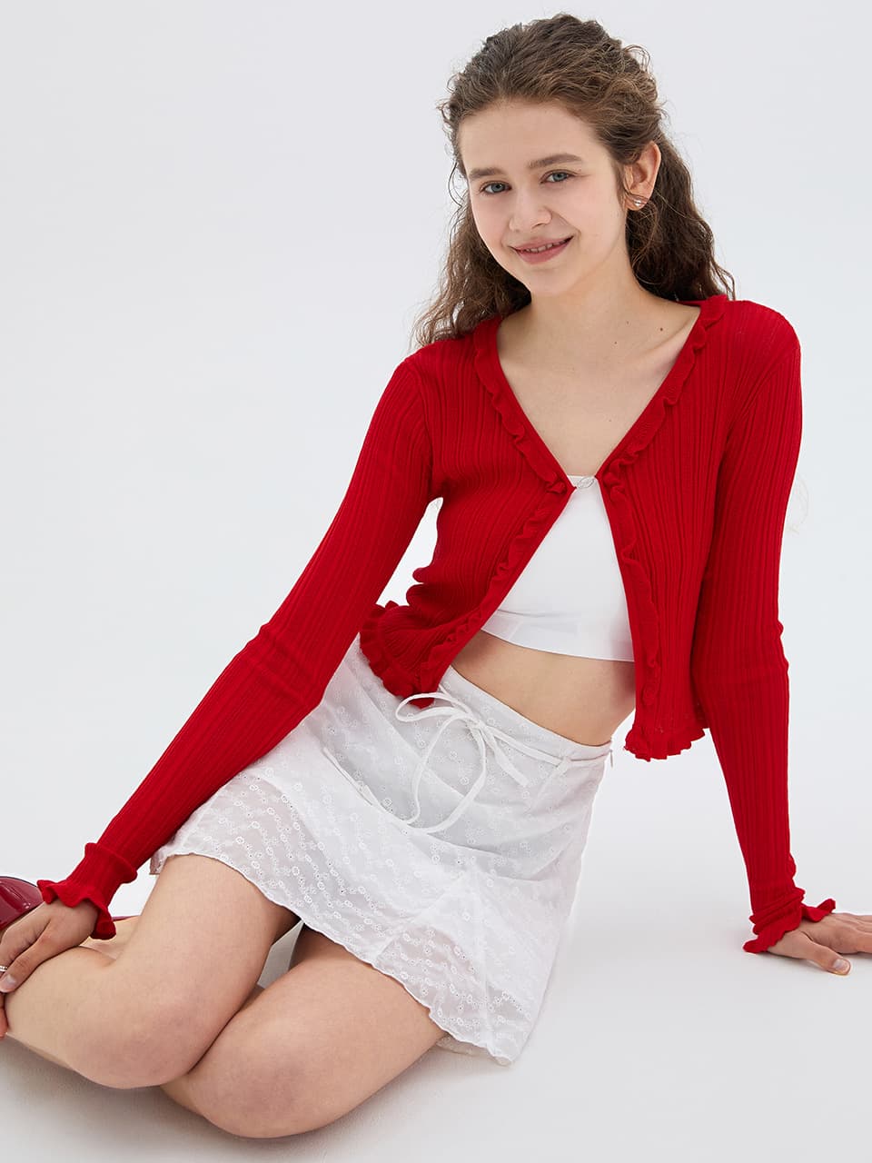 Ruffle Pendant Cardigan(5color)