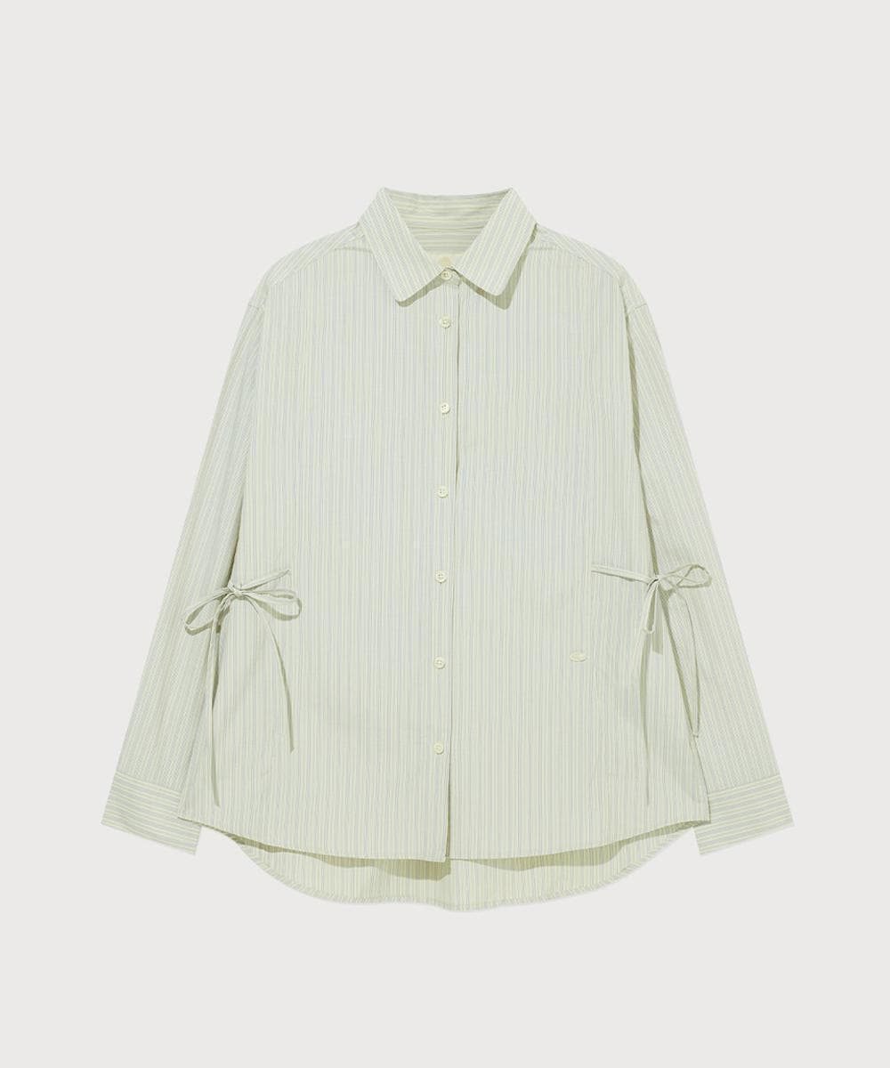 우먼 오버핏 스트라이프 셔츠 Light Green