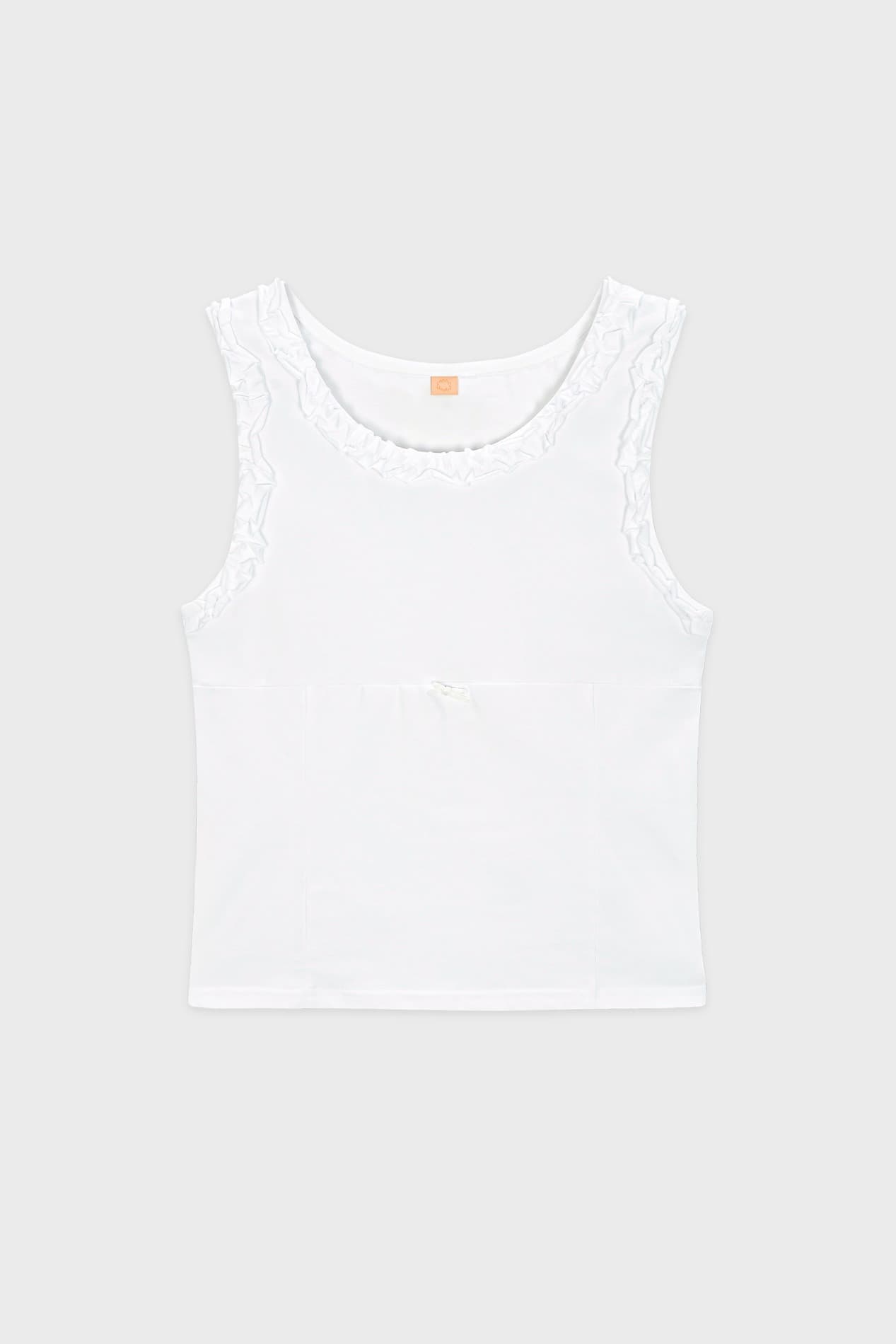 Ribbon Frill Sleeveless (White)