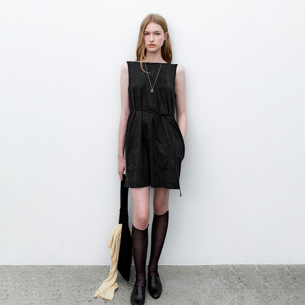 (OP-6294)SUEDE STRING MINI DRESS S