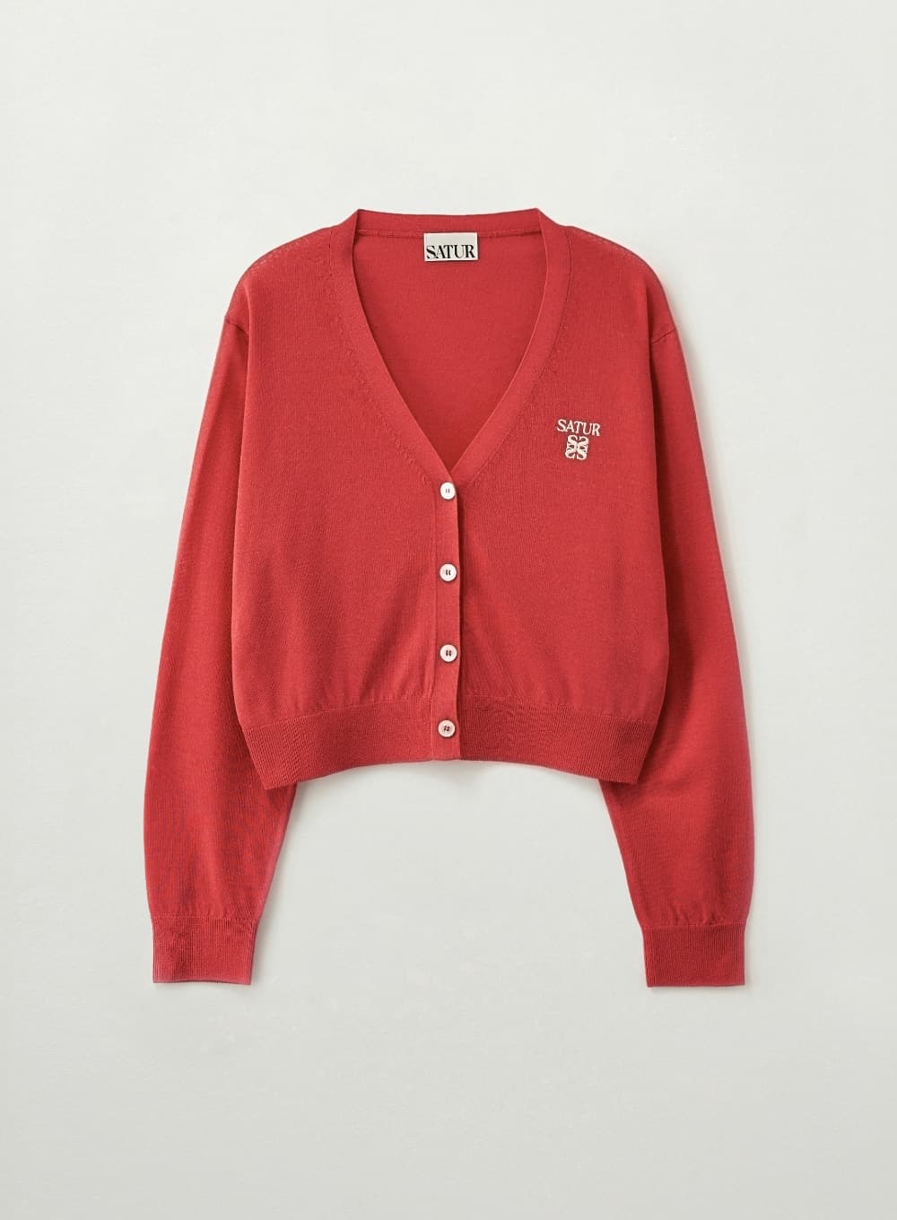 (W) Loren Linen Blend Cardigan - Red