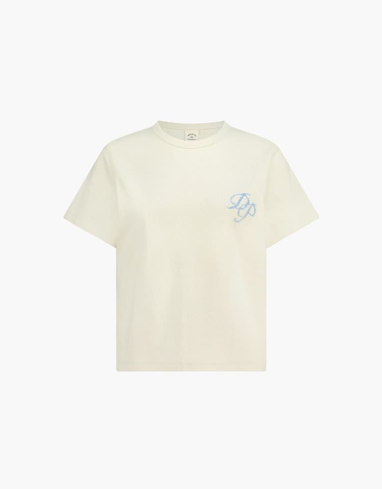 dp embroidery crop t-shirt - butter