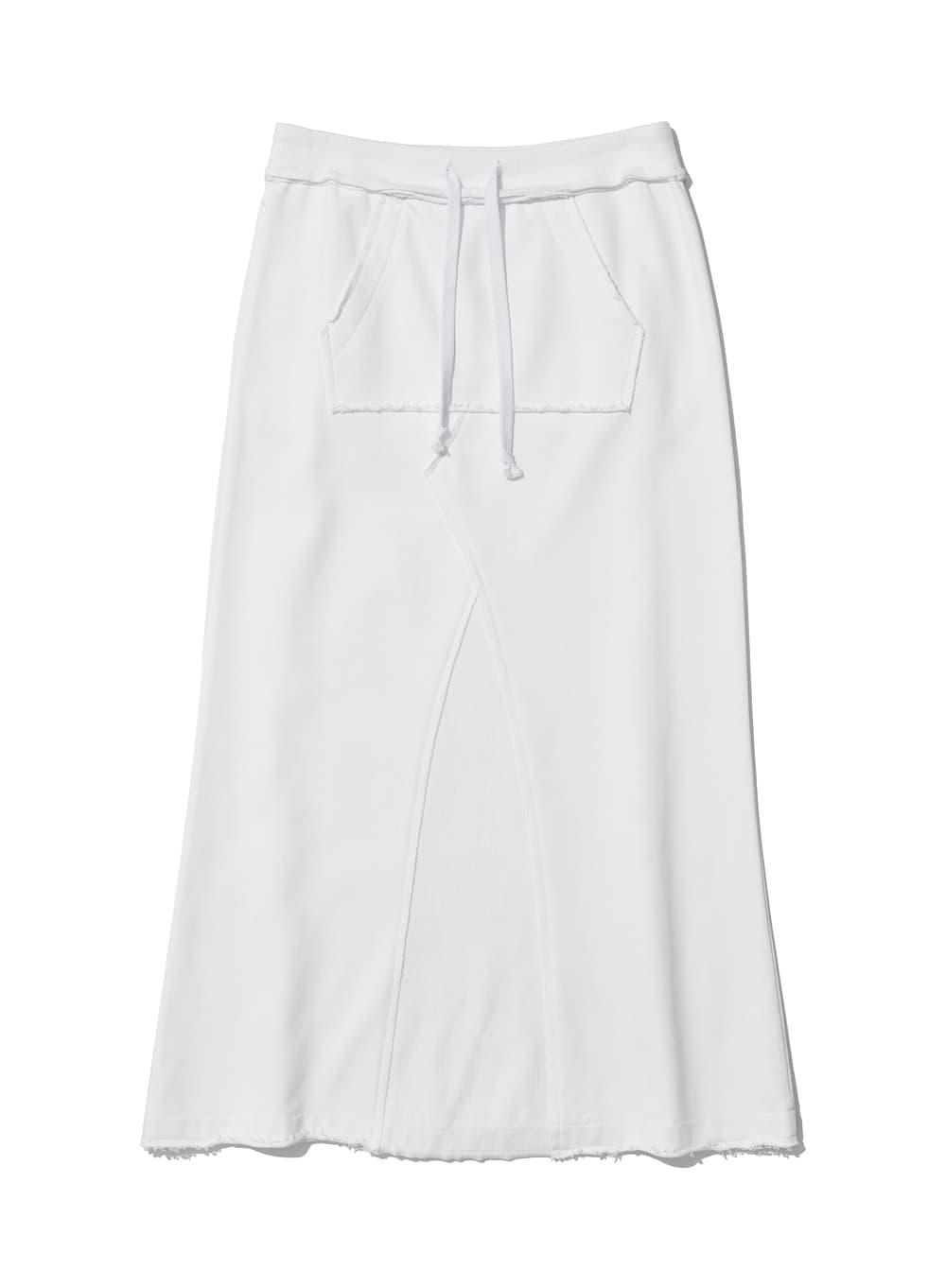 CUT-OFF POCKET SWEAT MAXI SKIRT_OFF WHITE