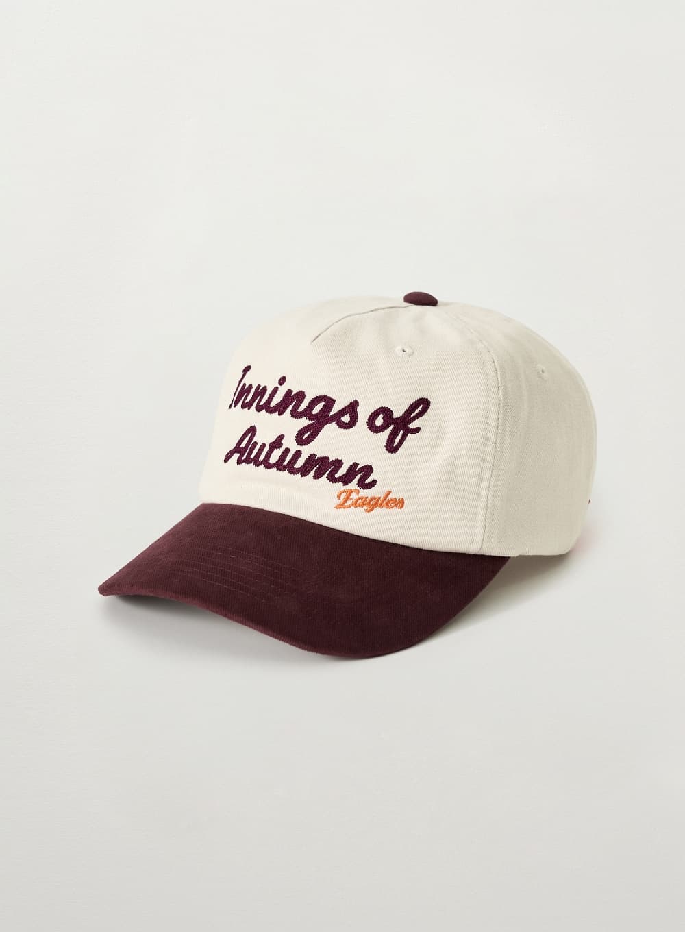 Satur x Hanwha Eagles Typo Graphic 5 Panel Ball Cap - Burgundy