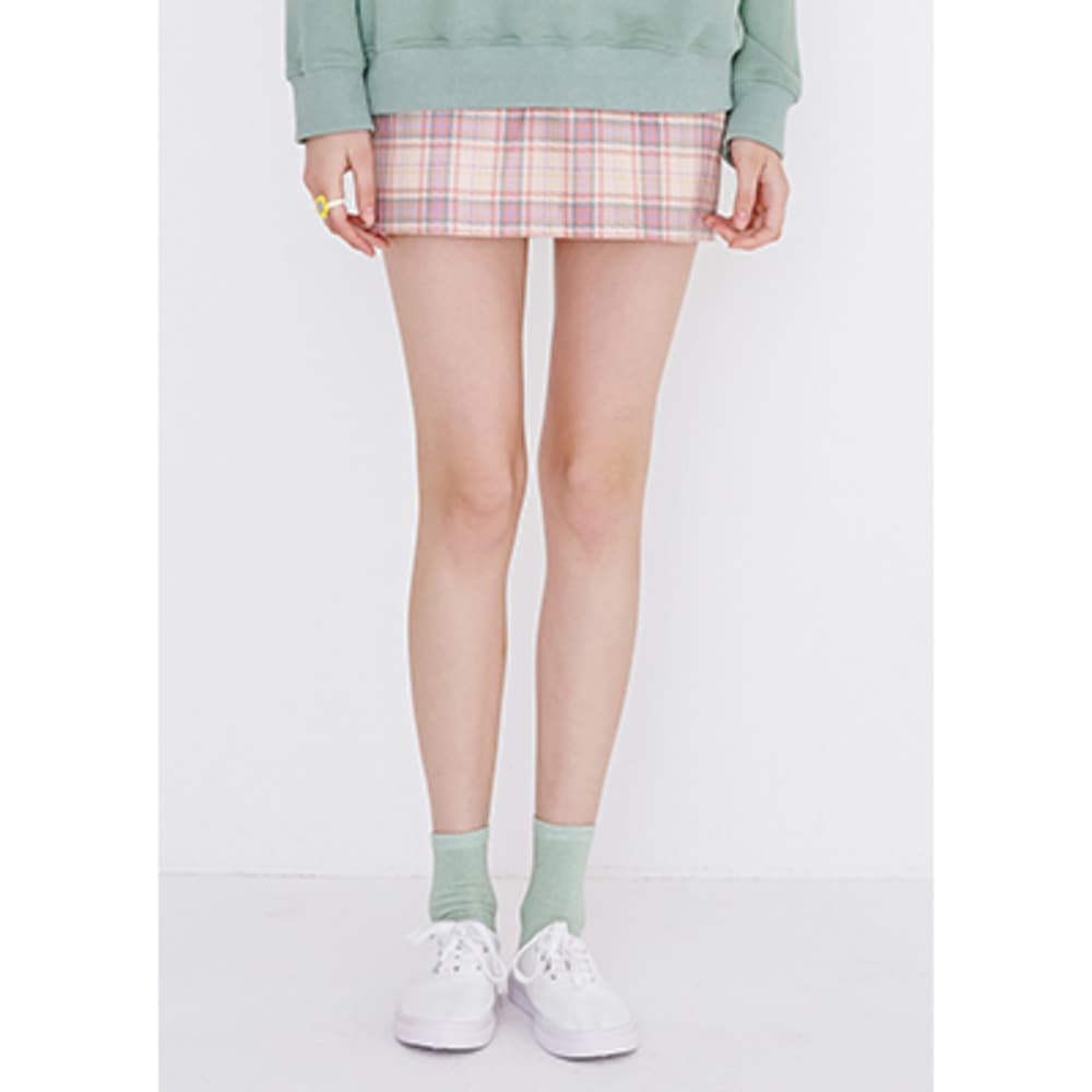 check mini skirt(pink)