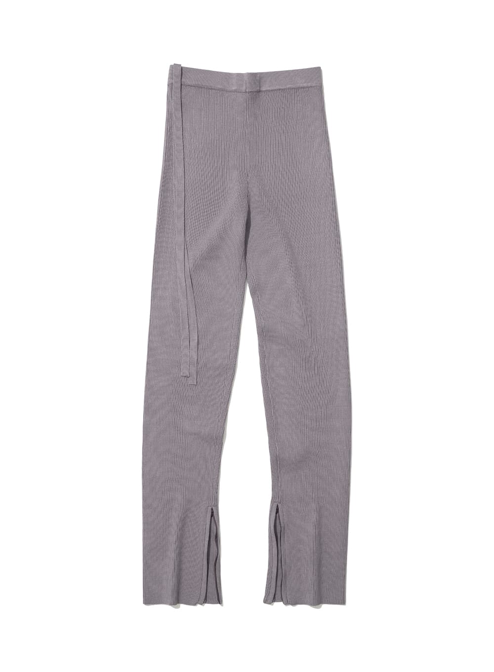 SIDE ZIP-UP RIBBED LEGGINGS PANTS_PURPLE BEIGE