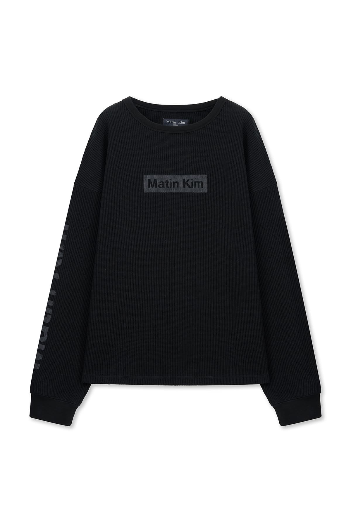 SLEEVE LOGO WAFFLE TOP FOR MEN IN BLACK