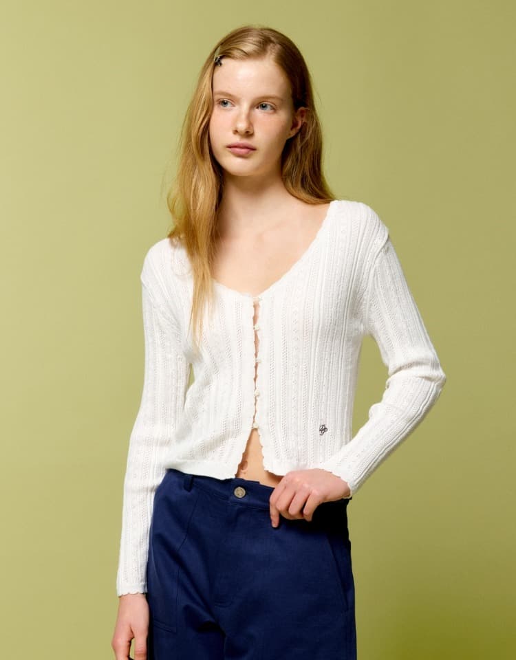 eyelet skashi cardigan - off white