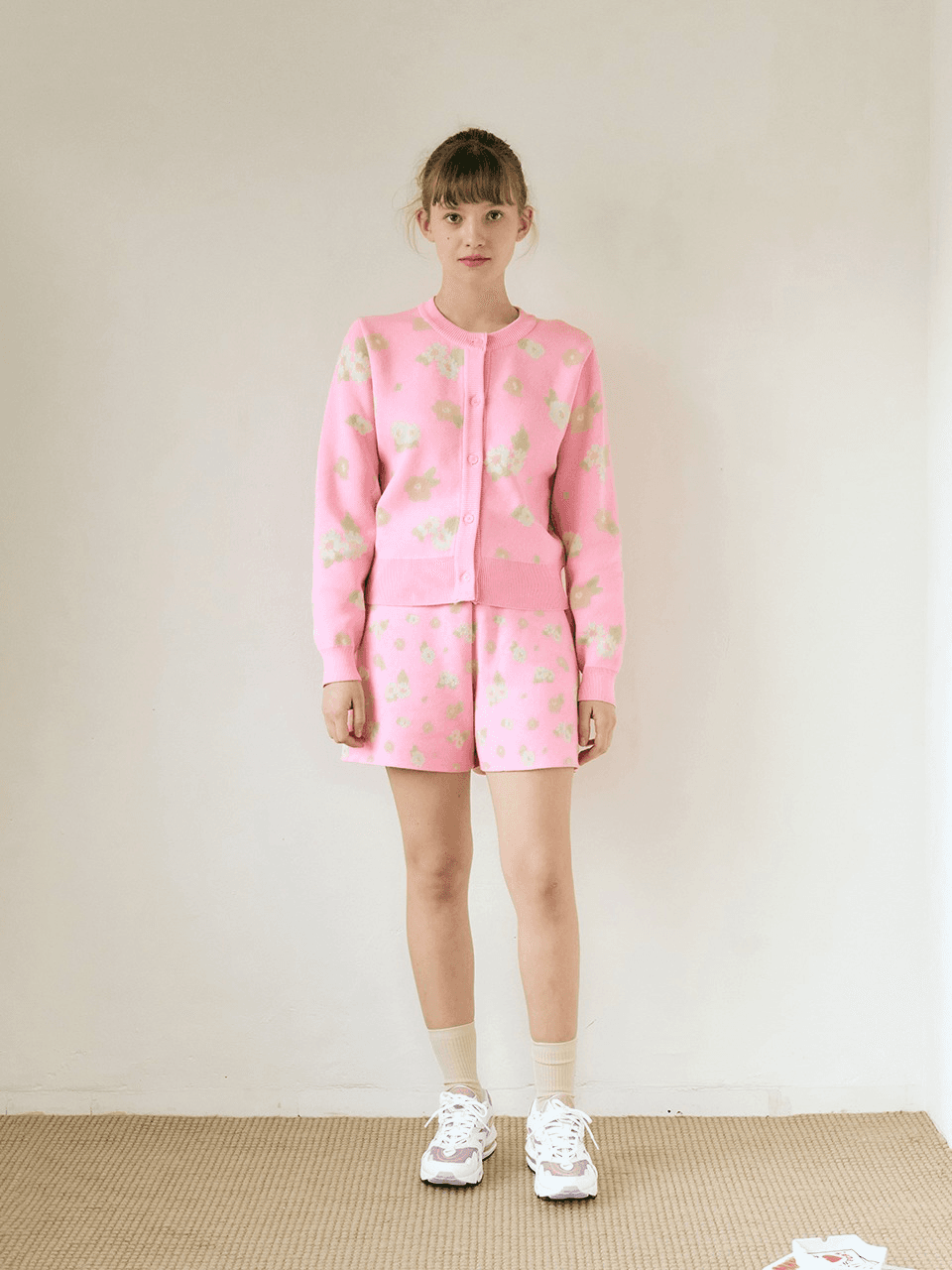 SPRING FLOWER KNIT SHORTS (PINK)