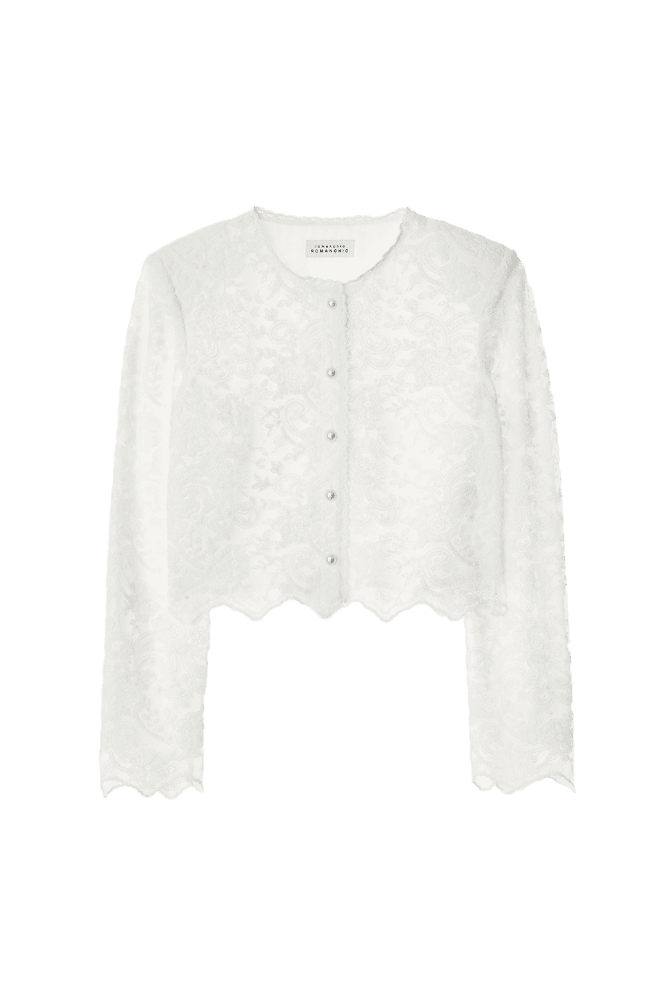 White Floral Lace Jacket (White)