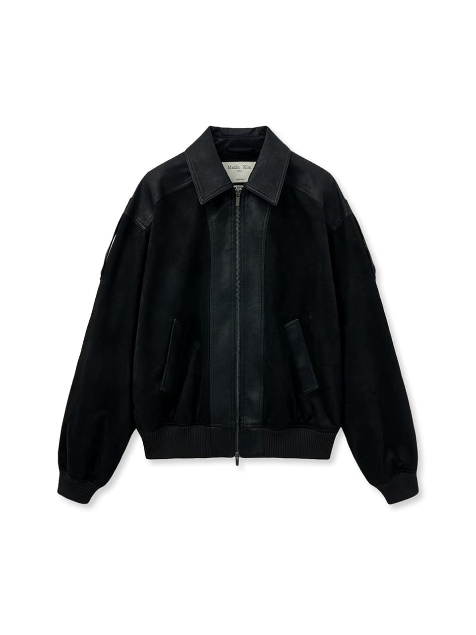 SUEDE MIX LEATHER ZIP UP JUMPER FOR WOMEN IN BLACK