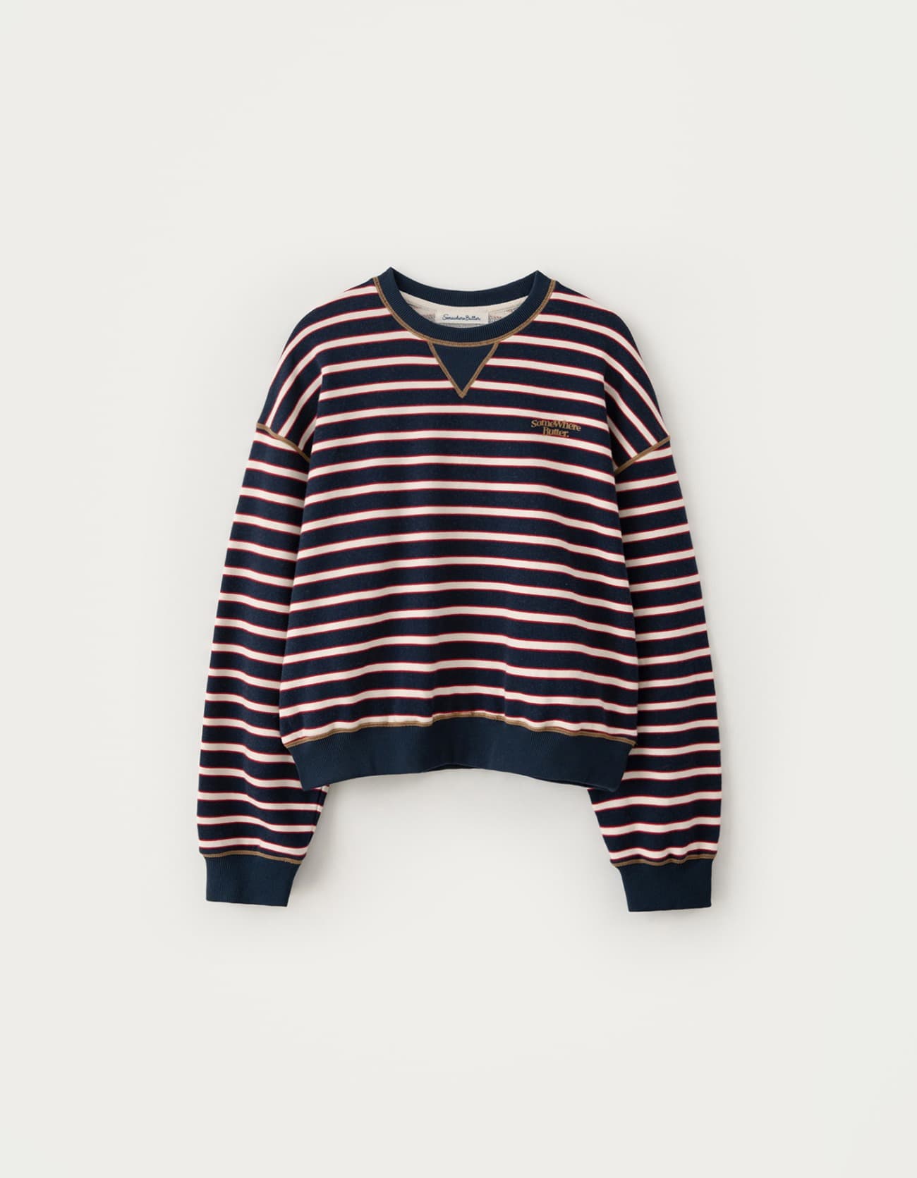 Small Wave Logo Stripe Sweatshirt - Navy