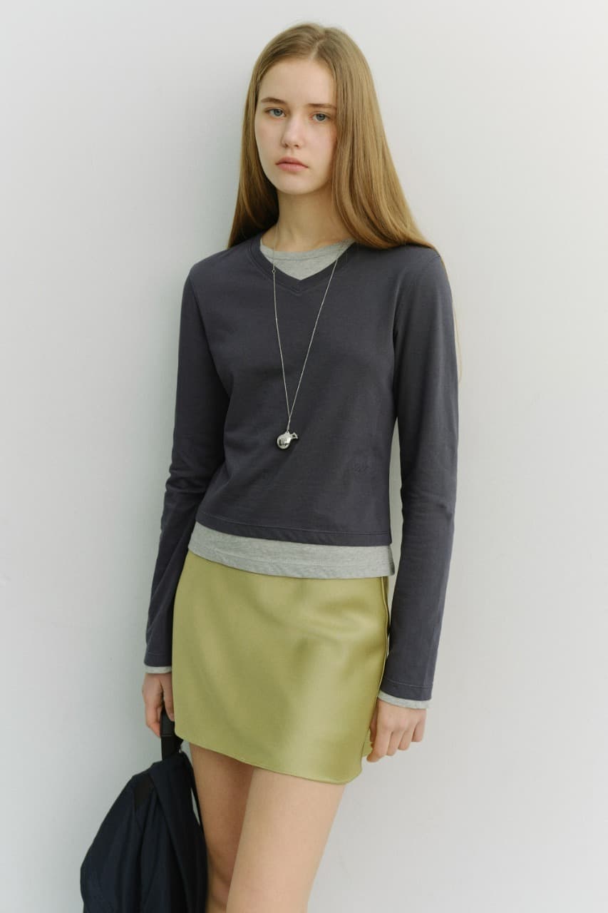 SATIN MINI SKIRT SOFT OLIVE_UDSK6A201E1