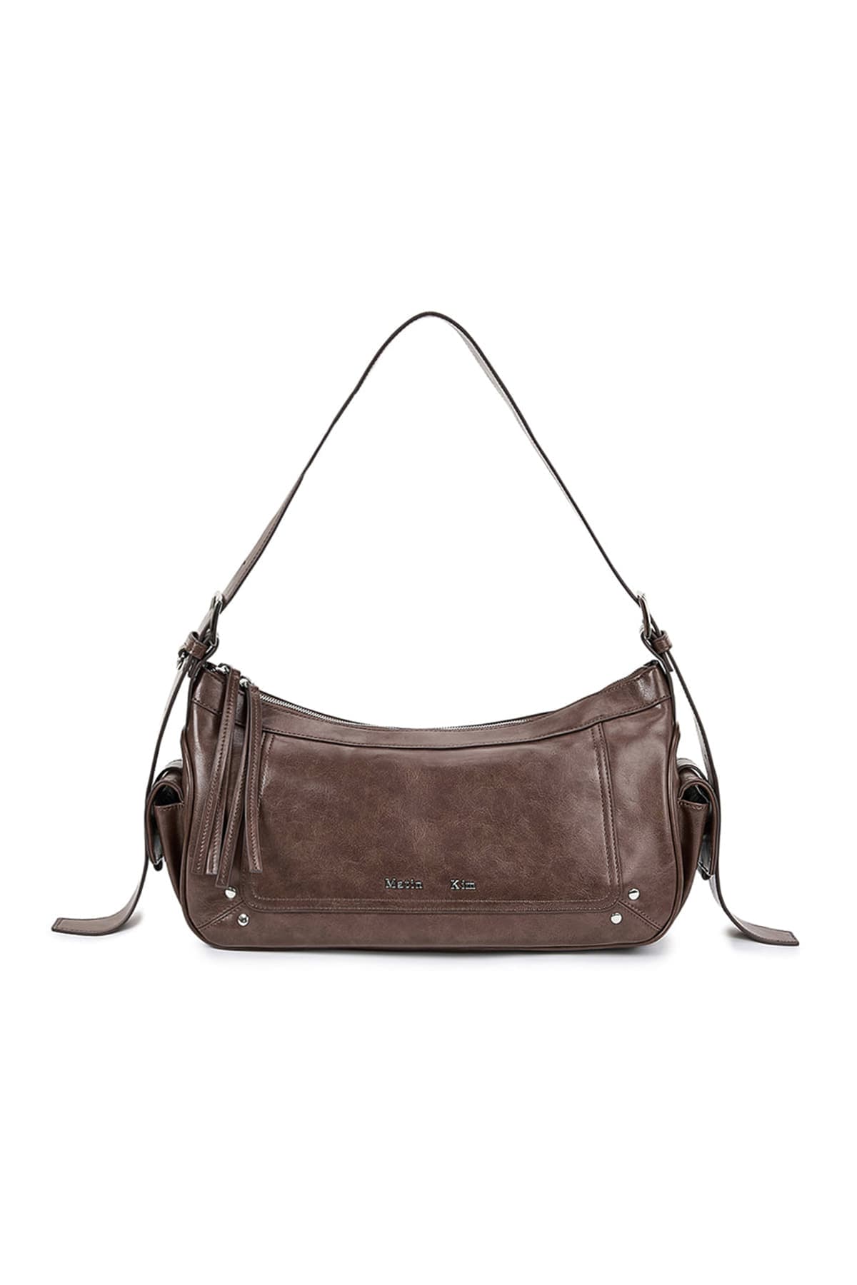 RIVET POINT QUAD SHOULDER BAG IN BROWN