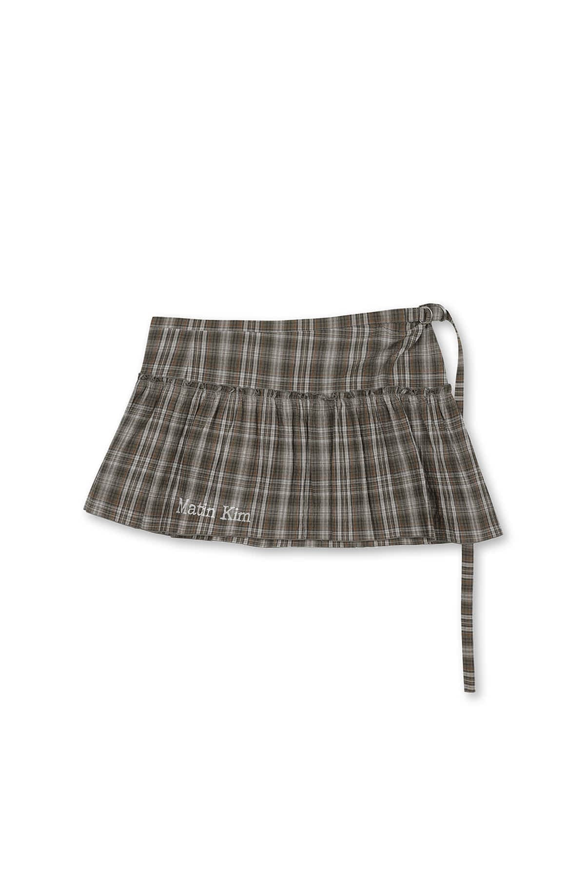 CHECK LAYERED SKIRT IN GREY