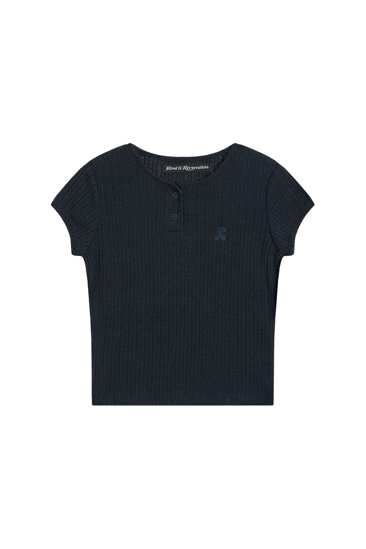 BUTTON-UP CAP SLEEVE TOP - NAVY