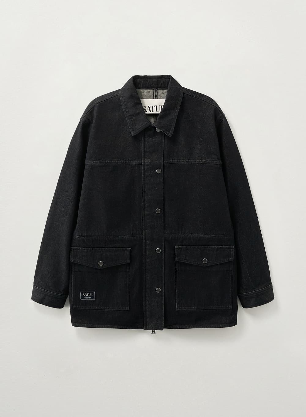(W) Nonfade Denim Half Single Jacket - Black
