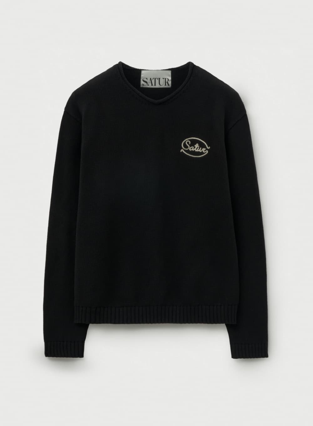 Rope Logo Embroidered V-Neck Knit - Black