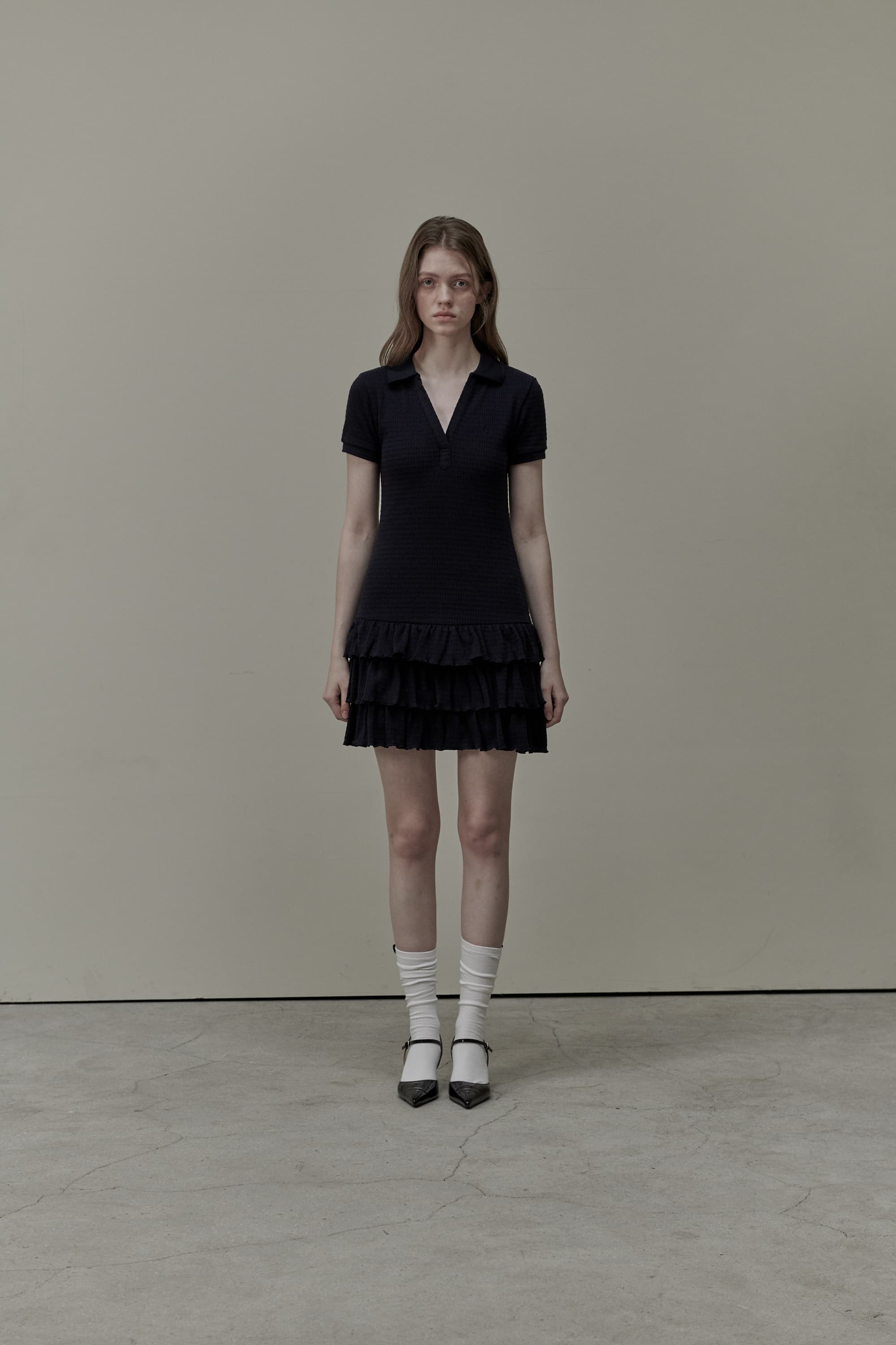 Logo Embroidery Pk Cancan Dress - Navy