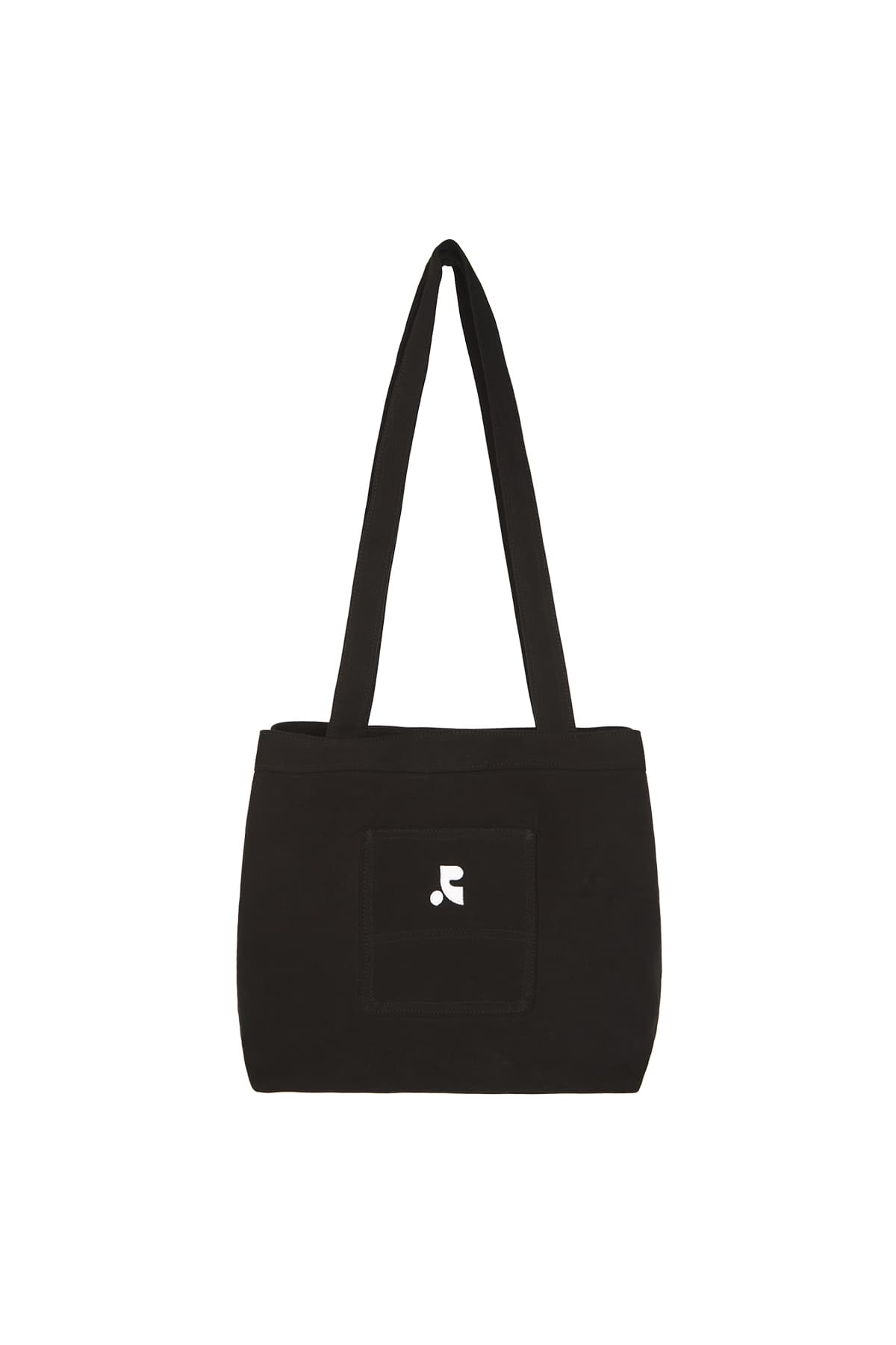 RR WASHED COTTON SHOULDER BAG - BLACK