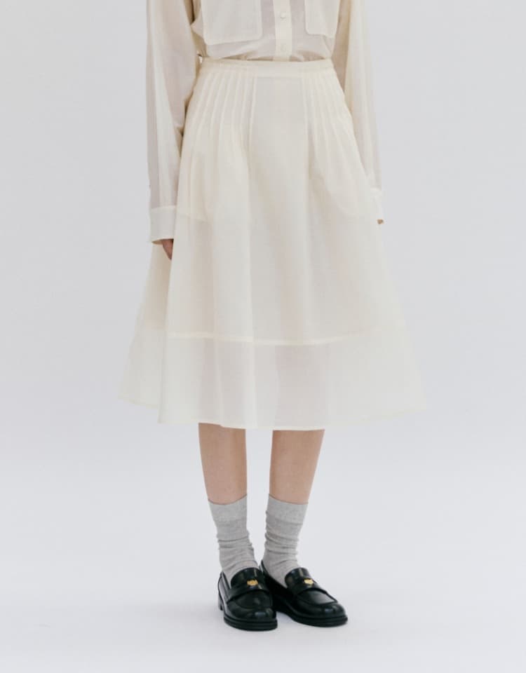 pintuck midi skirt - cream
