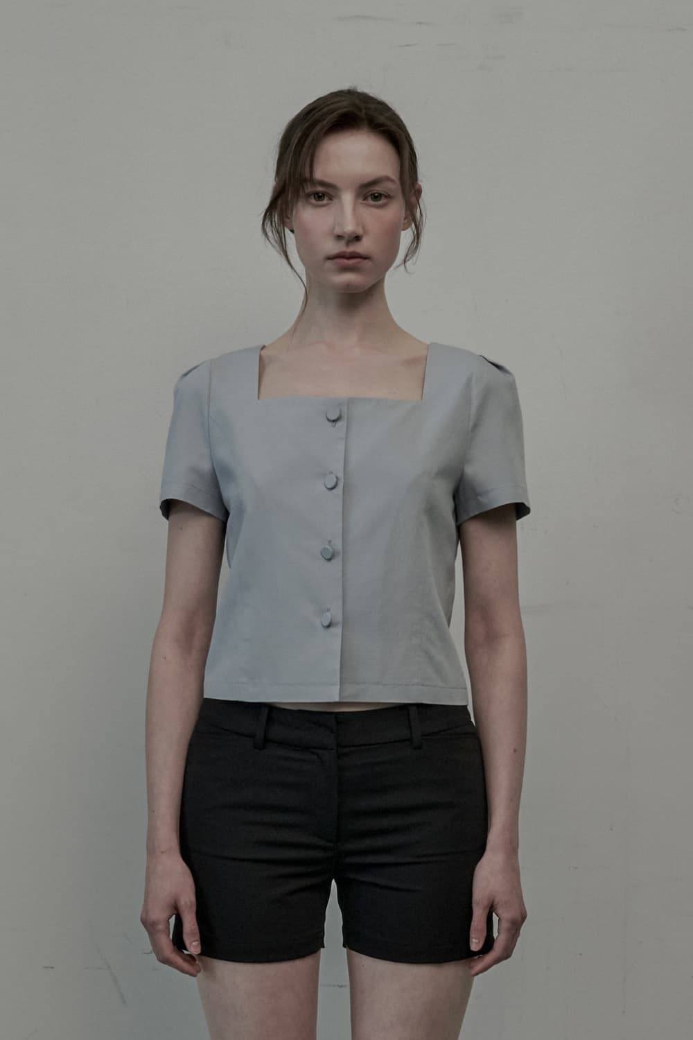 Mellow Square Neck Blouse Jacket - Sky Blue