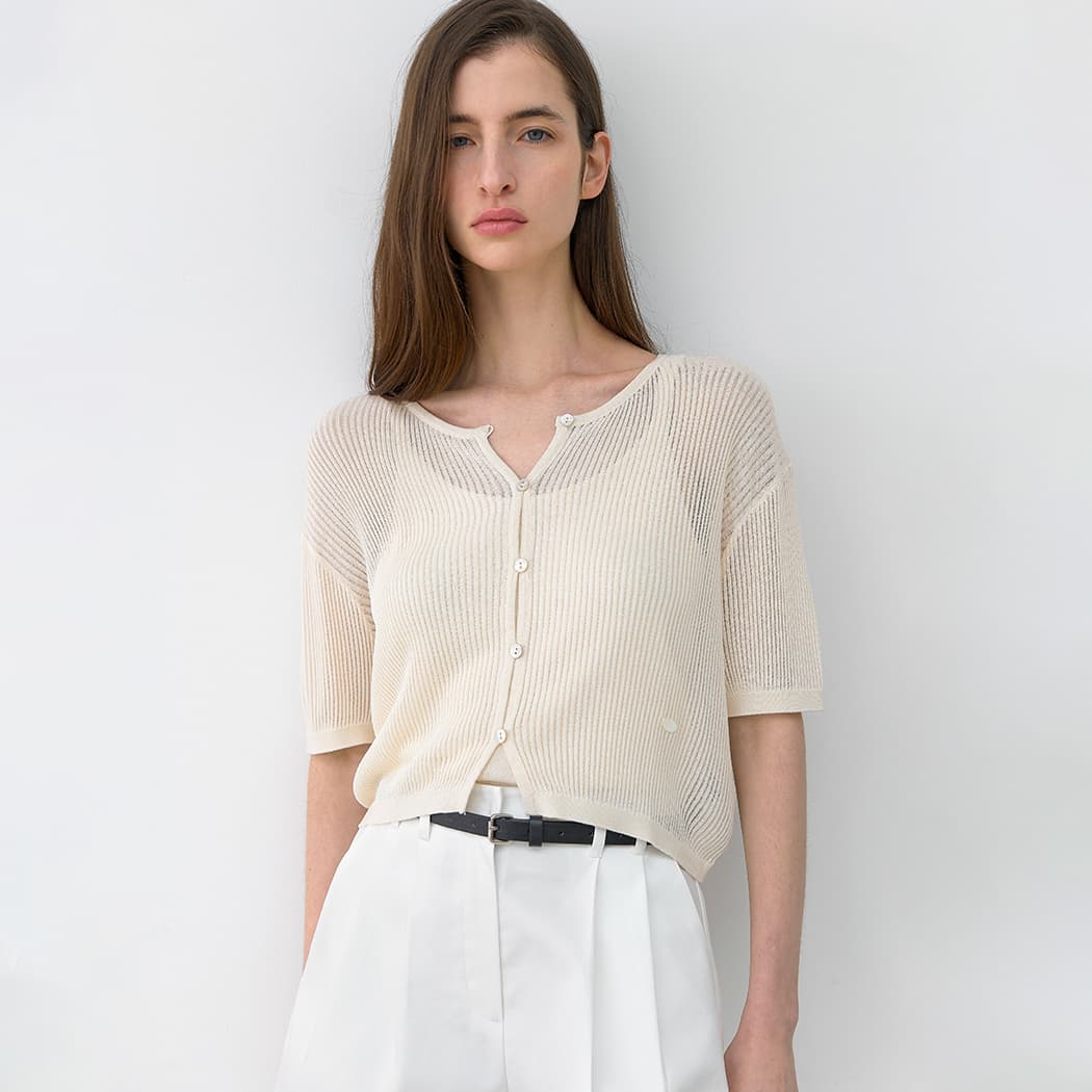 (CD-2200)SCACCI TOP&CARDIGAN SET S