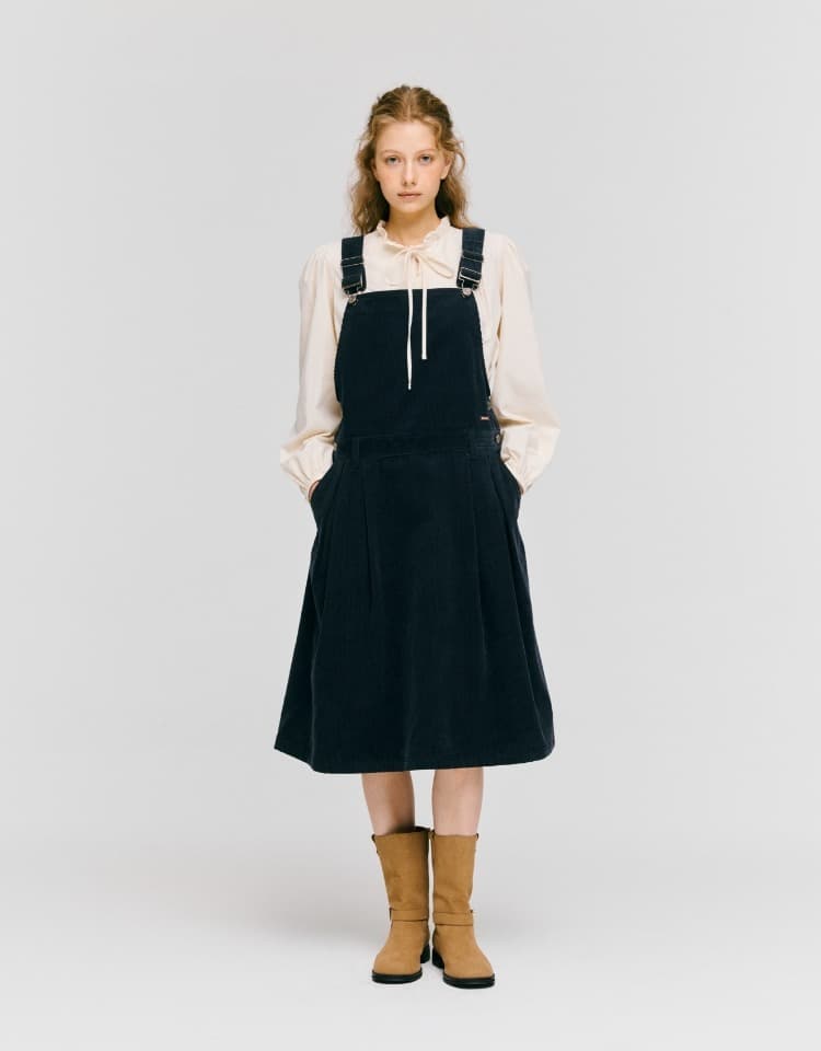 corduroy overall one-piece - navy