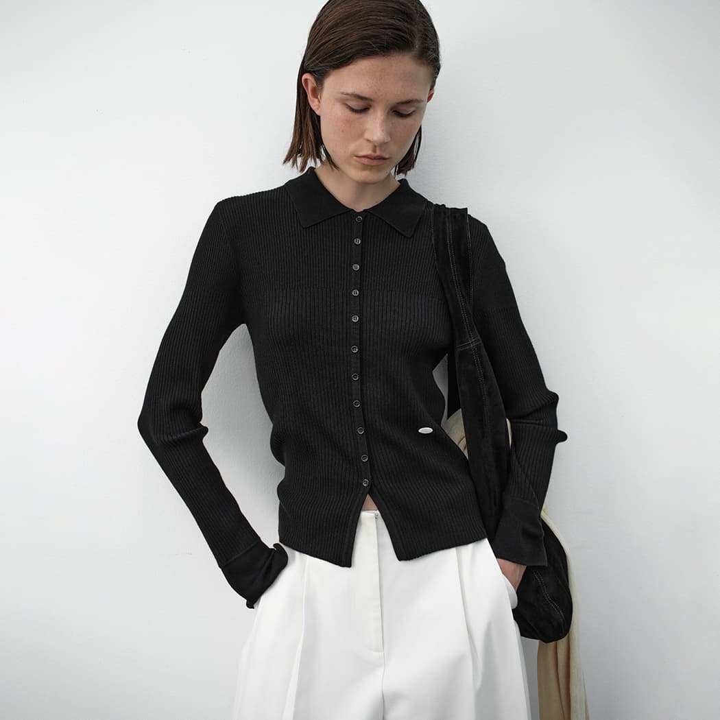 (T-7107)REI SOFT BUTTON KNIT