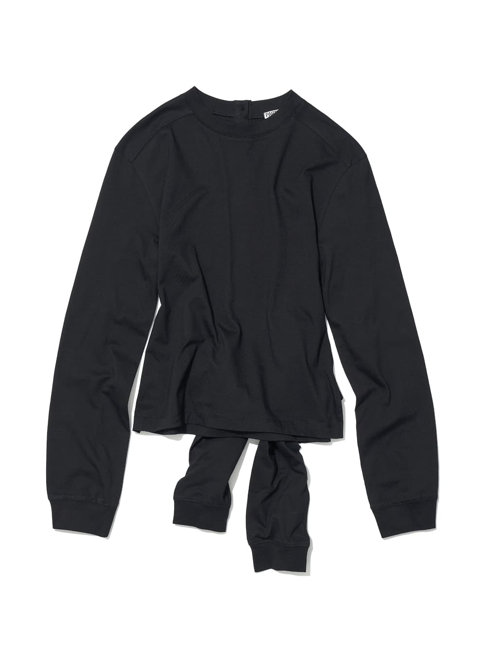 LAYERED SLEEVE-TIE LONG SLEEVE TOP_BLACK