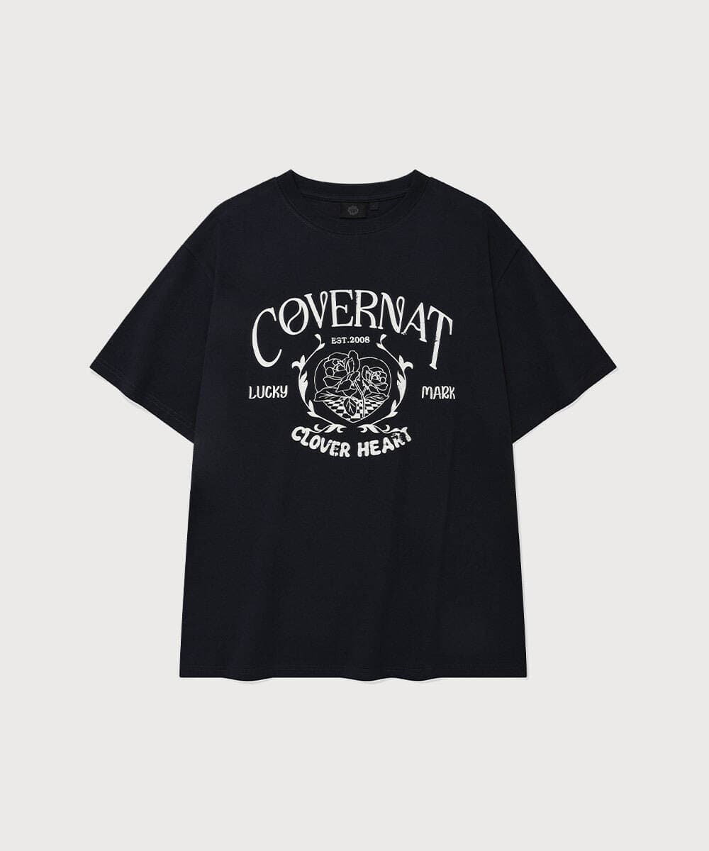우먼 오버핏 빈티지 그래픽 티셔츠 Navy
