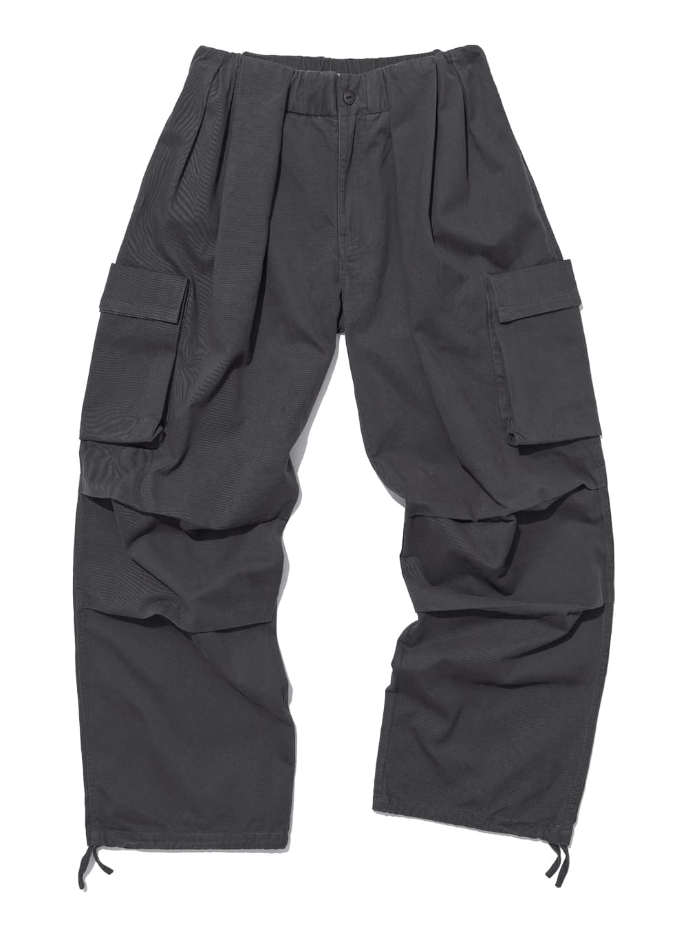GATHERED WAIST CARGO PANTS_CHARCOAL