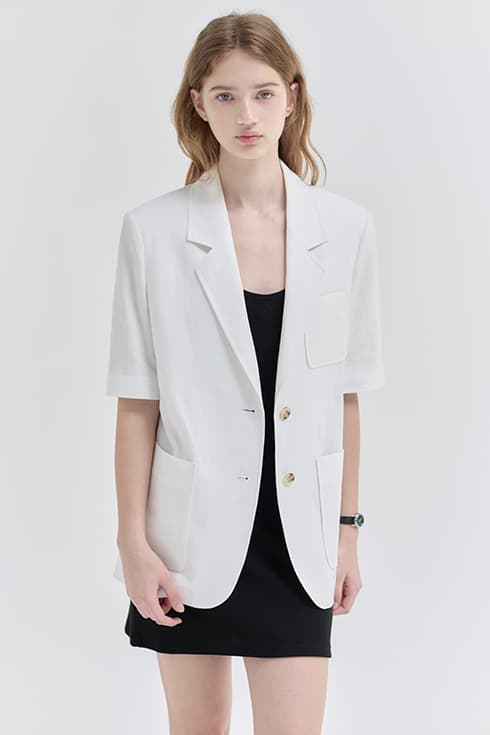 25MN linen half sleeve jacket [WH]