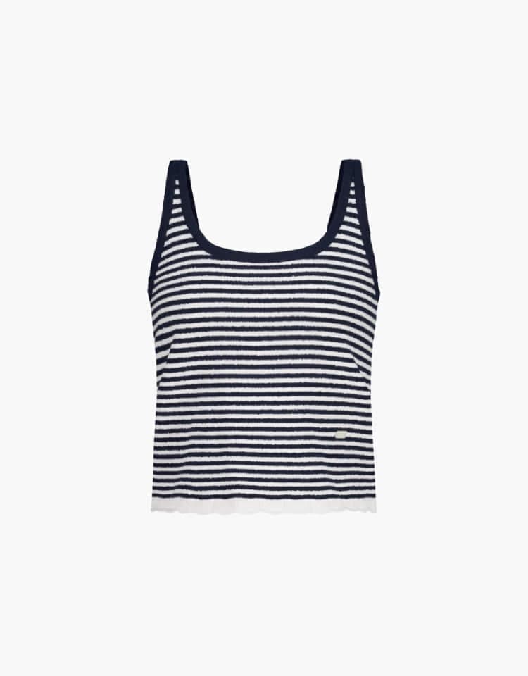 boucle stripe sleeveless - navy