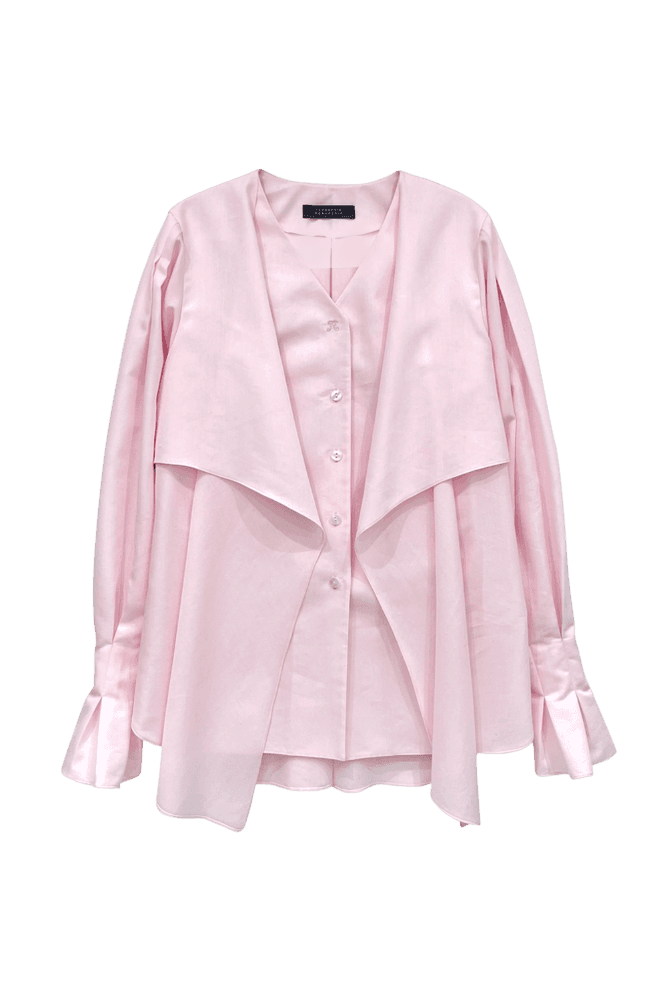 Layered Cape Shirt Blouse (Pink)