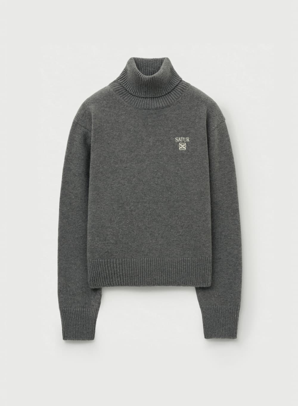 (W) Classic Turtle Neck Knit - Charcoal