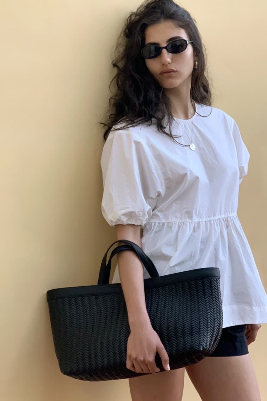 HANDCRAFTED WEAVING TOTE BAG BLACK