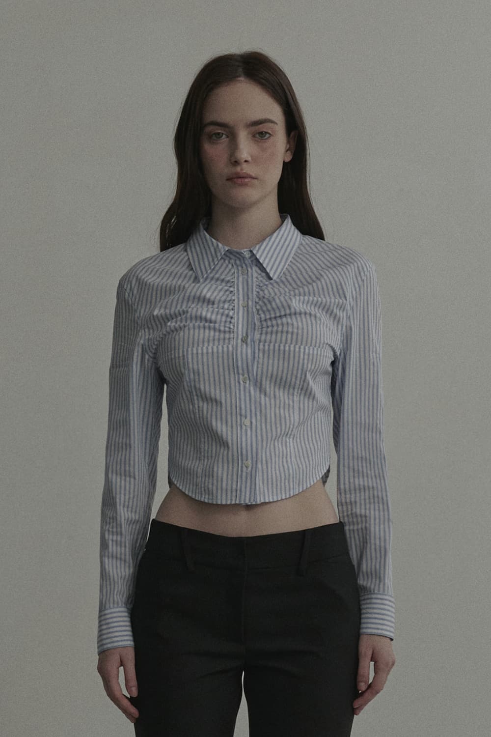 Shell Shirring Slim Fit-Shirt - Stripe