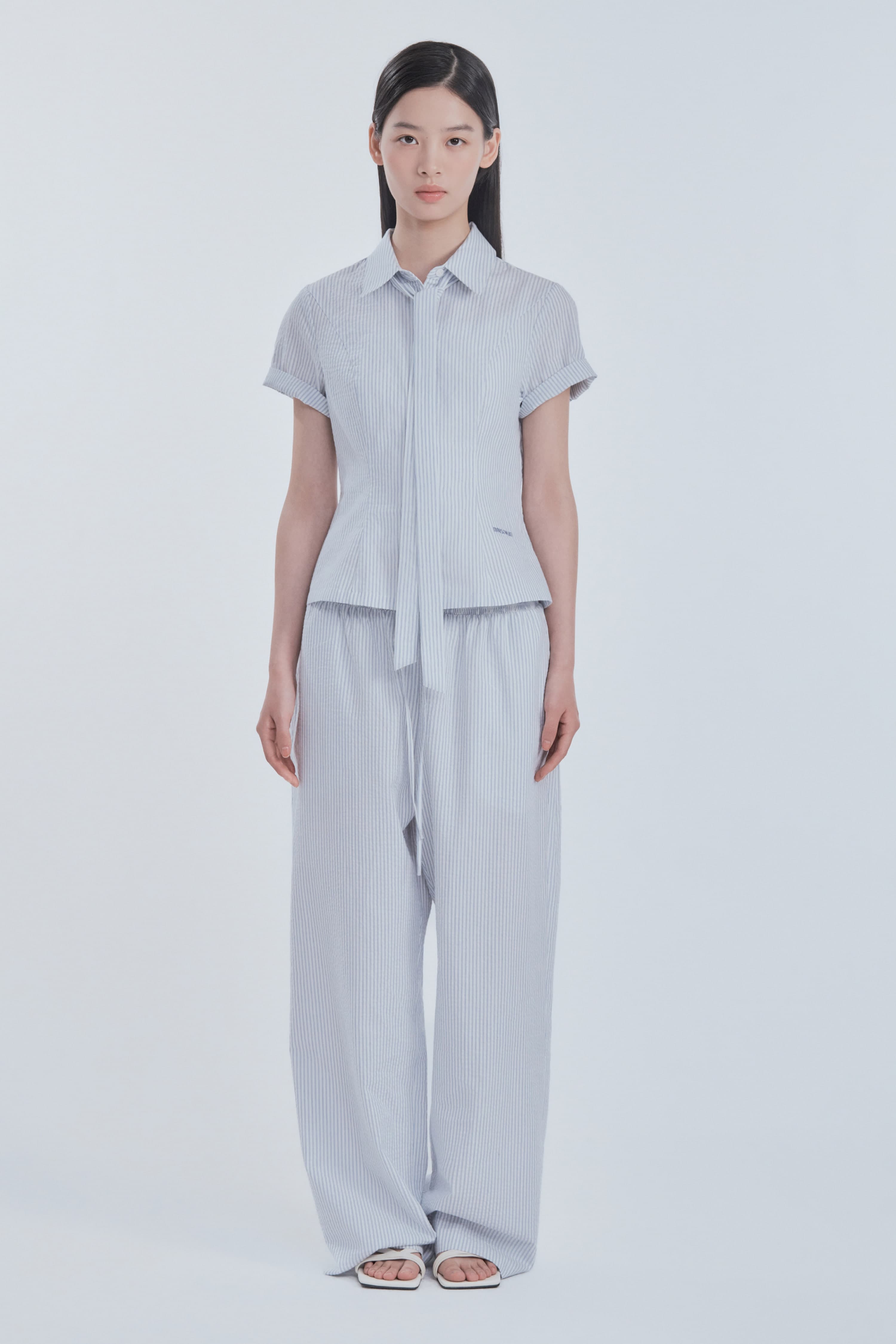 Marae Smocked Waist Pants - Blue Stripe