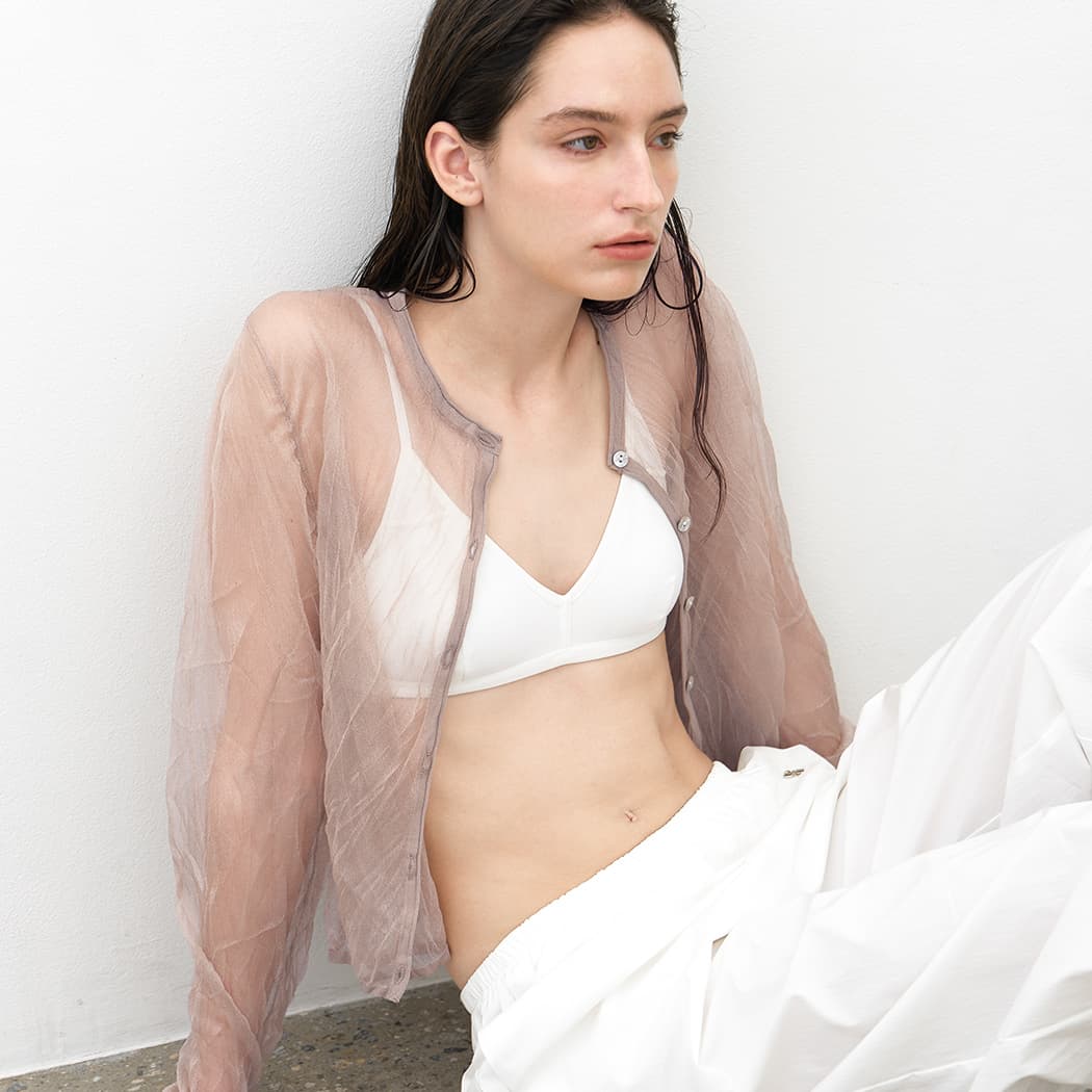 (CD-2206)SEE THROUGH WRINKLE CARDIGAN